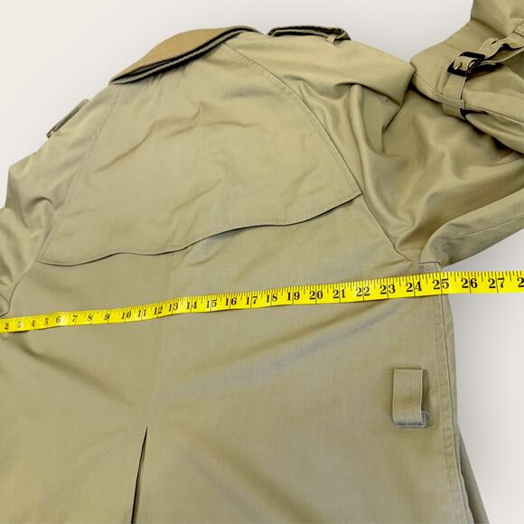 Gleneagles Vintage Long Trench Overcoat Double Breasted Lined Men Size 44L Khaki - Picture 13 of 16